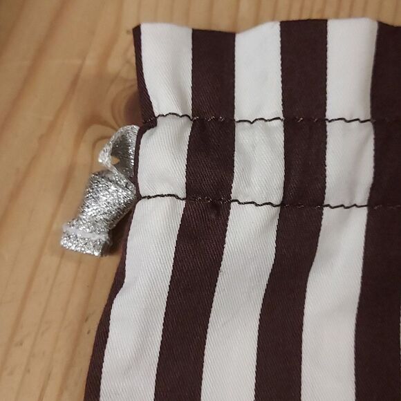 Henri Bendel Dust bag striped brown white Drawstring purse protector shoe - Picture 5 of 7